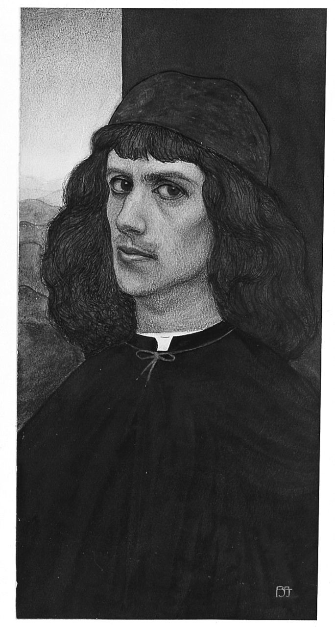 ritratto di giovane poeta (dipinto) di Ancillotti Goretti Beatrice (sec. XX)