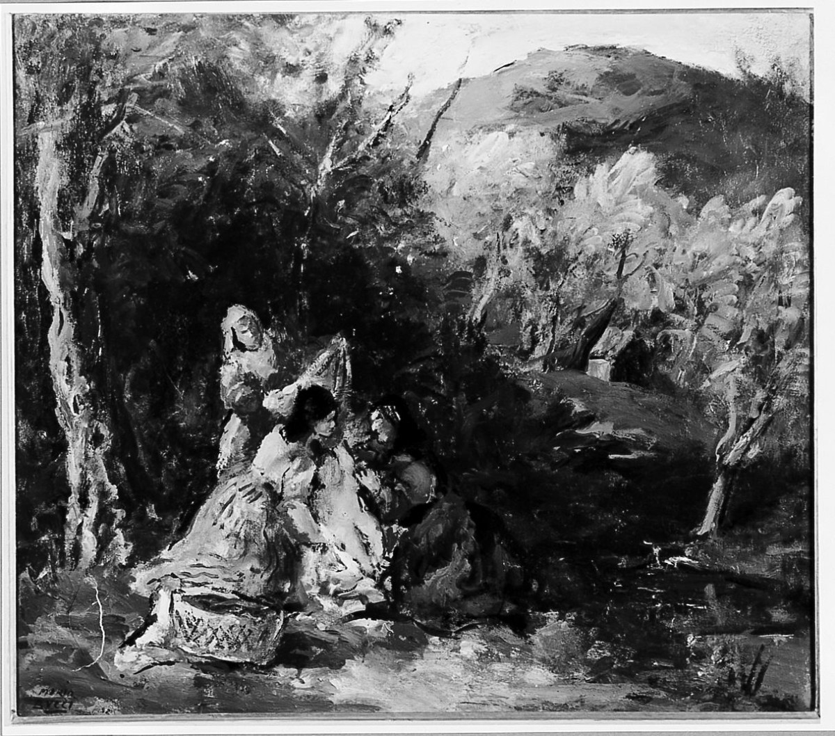 Mosè salvato dalle acque (dipinto) di Bucci Mario (sec. XX)