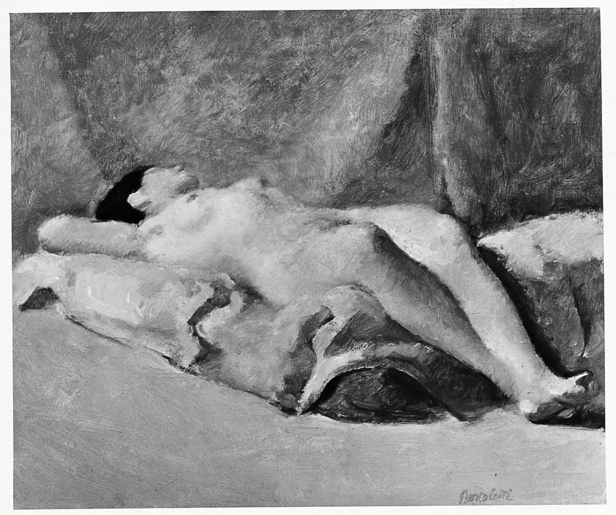 figura femminile nuda (dipinto) di Bertoletti Nino (sec. XX)