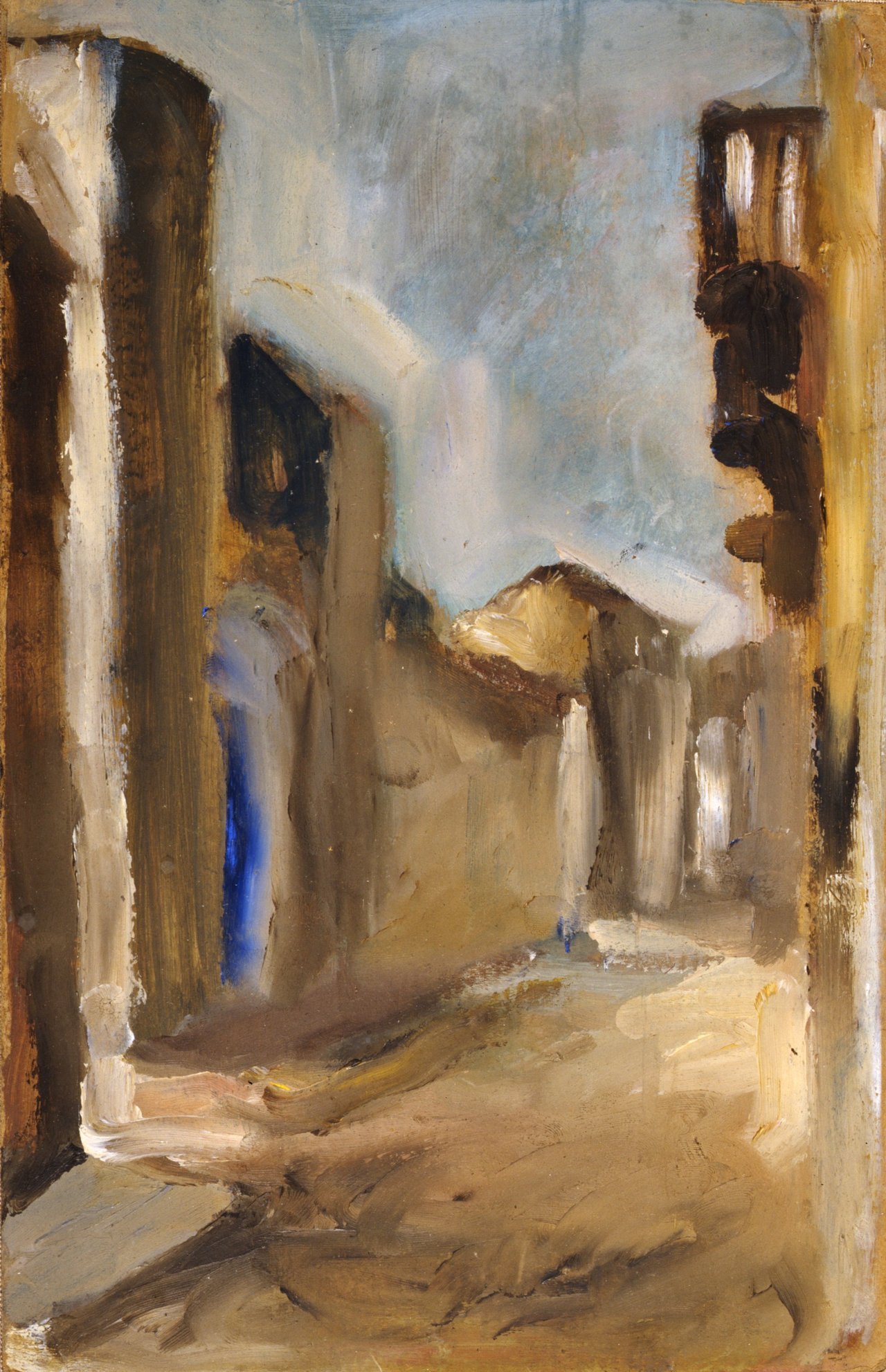 veduta di paese (dipinto) di Marcucci Mario (sec. XX)