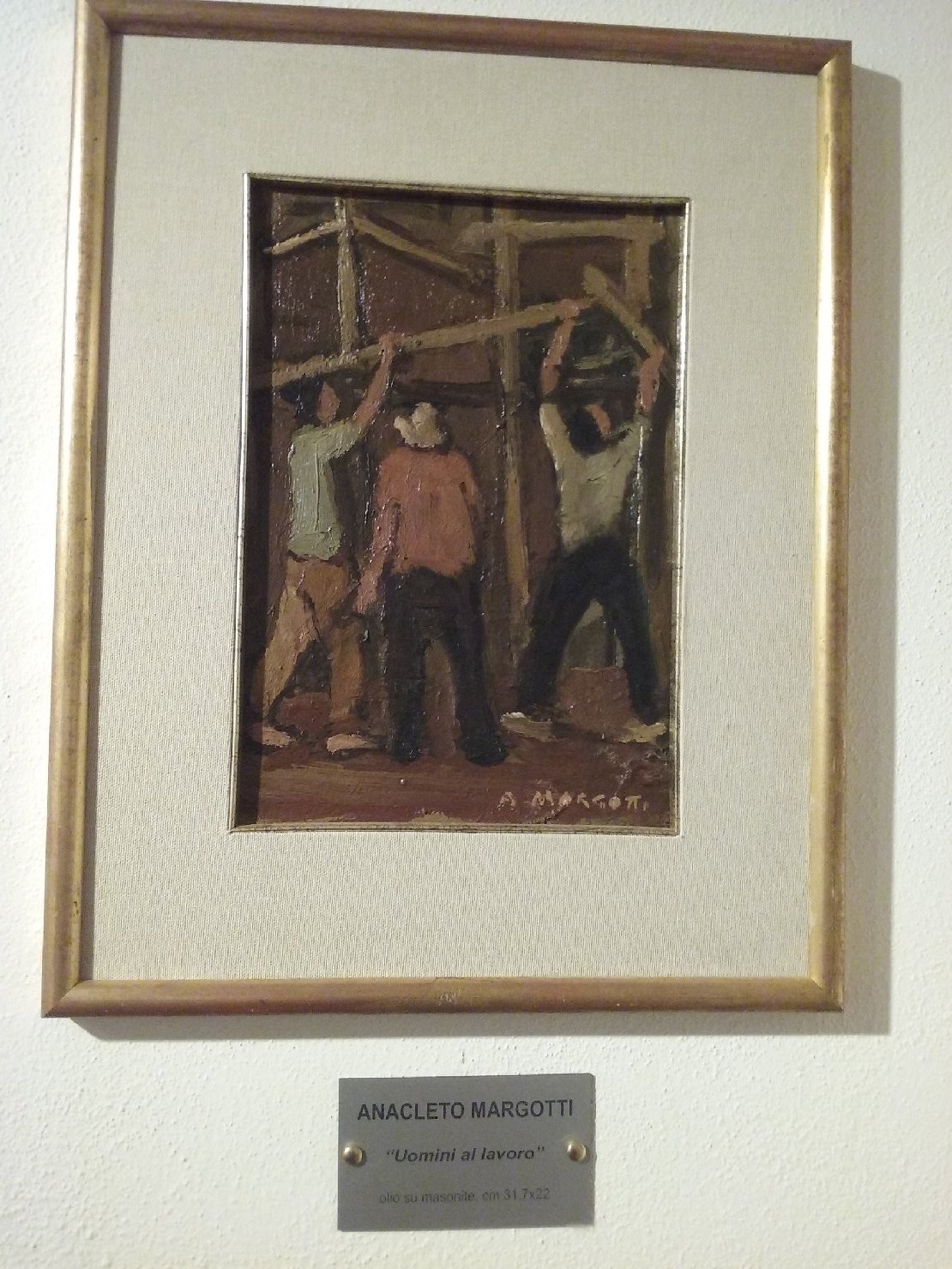 Uomini al lavoro, Uomini che lavorano (dipinto) di Anacleto Margotti (attribuito) (sec. XX)