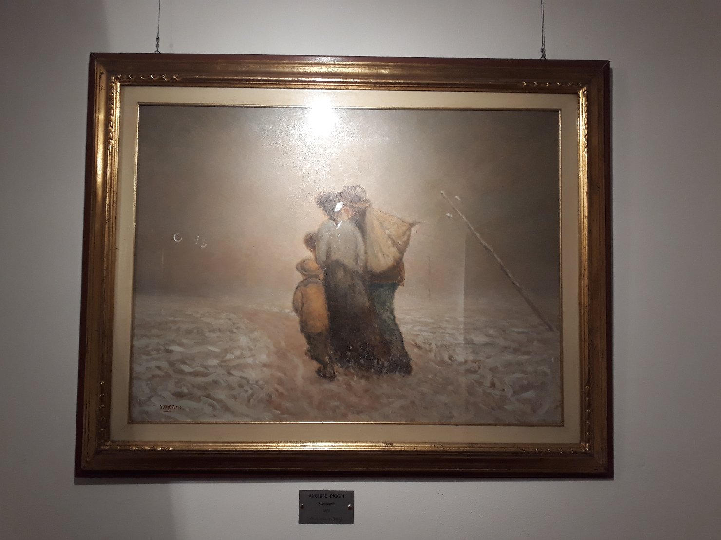 I profughi, Profughi in cammino (dipinto) di Anchise Picchi (attribuito) (sec. XX)