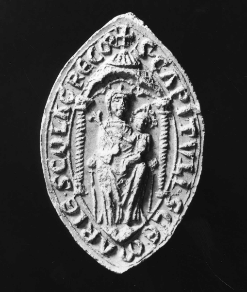 Madonna con Bambino in trono (calco di sigillo) di Lelli Oronzio (bottega) (ultimo quarto sec. XIX)