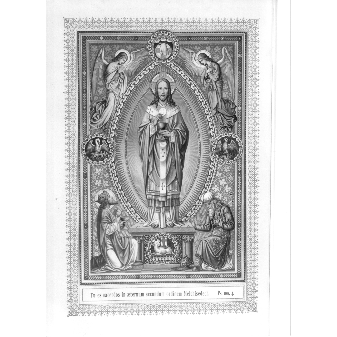 Cristo con simboli eucaristici (stampa) - ambito tedesco (fine sec. XIX)