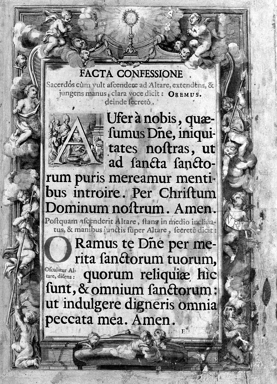 ostensorio e cherubini (stampa) - ambito romano (sec. XVIII)