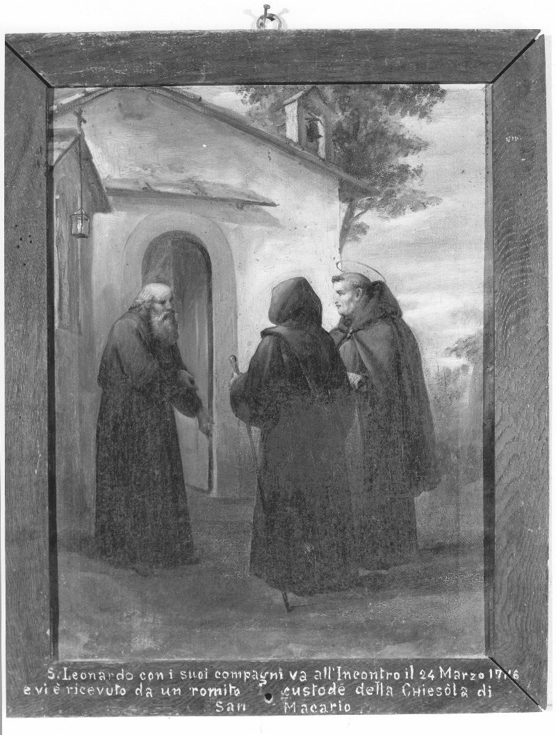 San Leonardo con i suoi compagni va all'Incontro, San Leonardo (dipinto) di Folchi Ferdinando (sec. XIX)