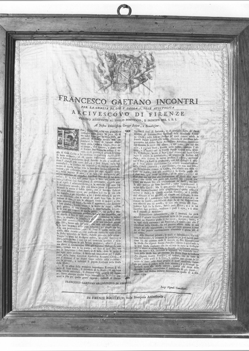 stemma dell'Arcivescovo Francesco Gaetano Incontri, stemma (stampa) - ambito fiorentino (sec. XVIII)
