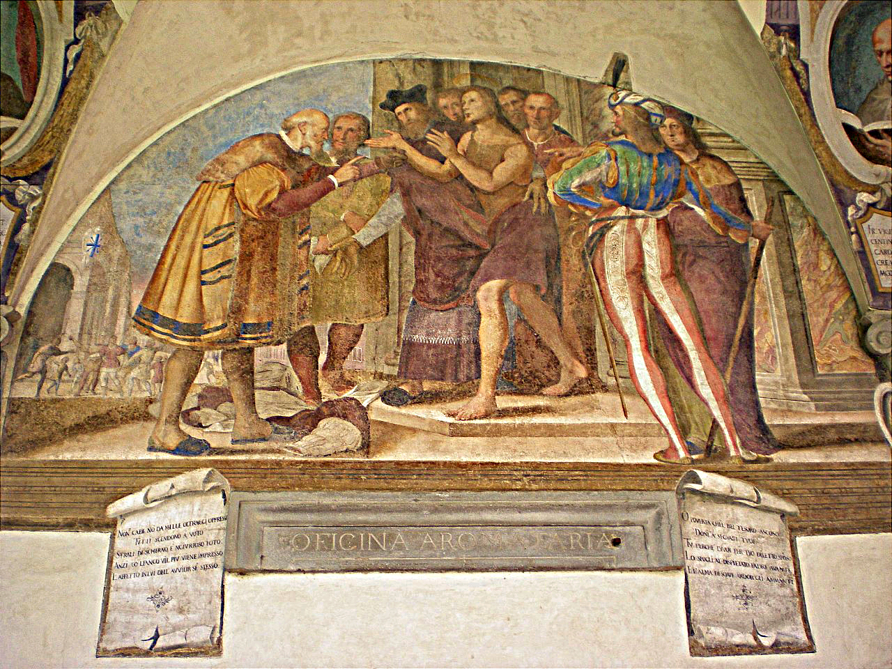 San Francesco d'Assisi rinuncia ai beni del padre (dipinto murale) di Ligozzi Jacopo (inizio sec. XVII)