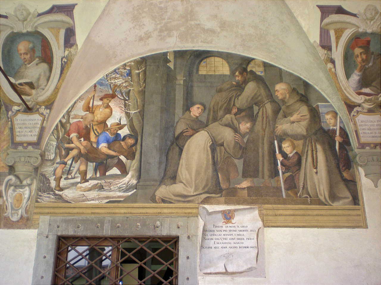 La vestizione dei primi seguaci (dipinto murale) di Ligozzi Jacopo (inizio sec. XVII)