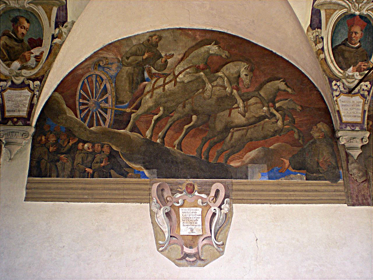 apparizione di San Francesco d'Assisi sul carro di fuoco (dipinto murale) di Ligozzi Jacopo (secc. XVI/ XVII)