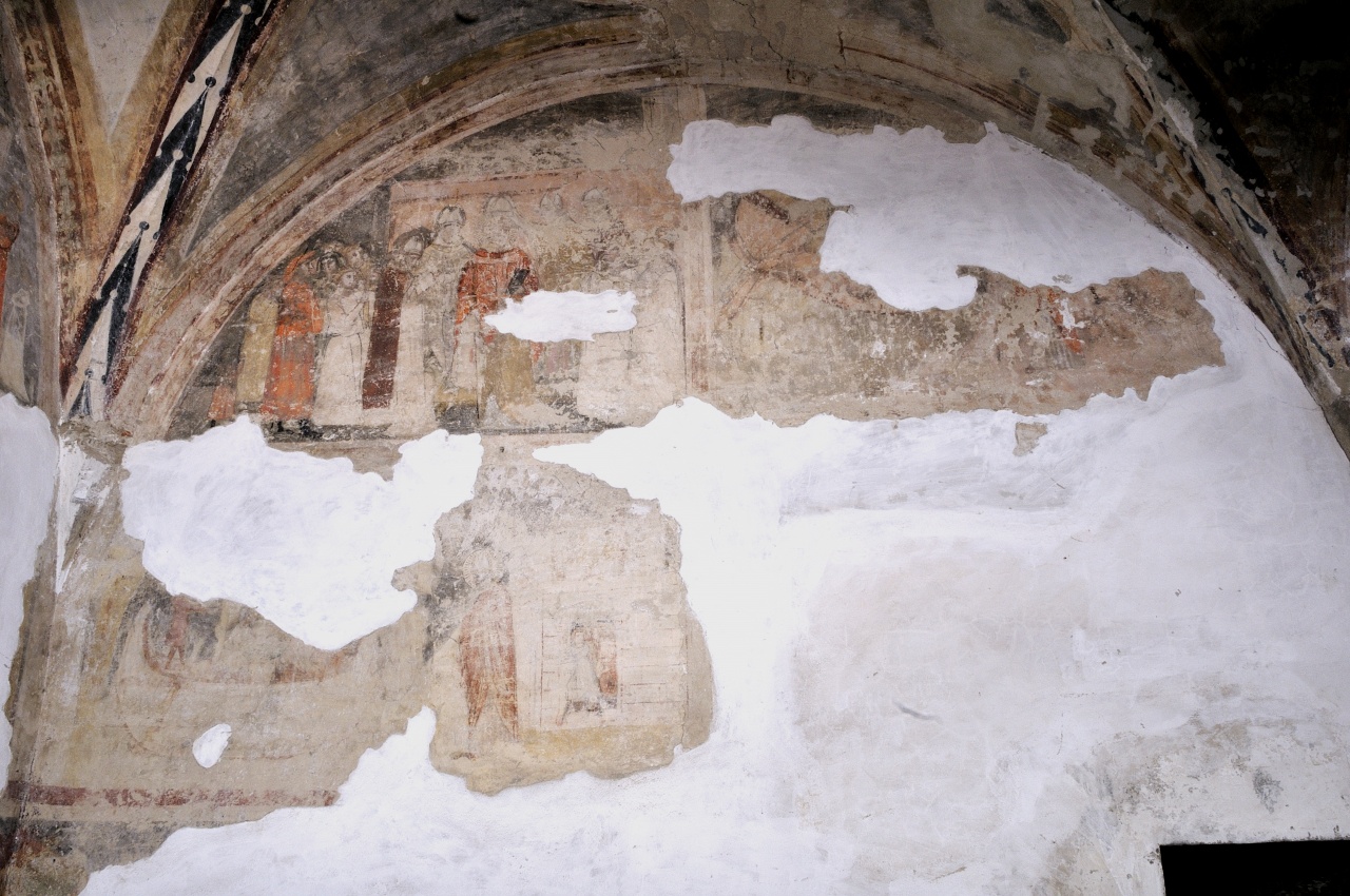 San Nicola di Bari e il miracolo del grano (dipinto murale) - ambito toscano (prima metà sec. XIV)