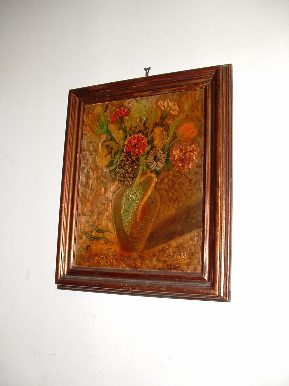 vaso con fiori (dipinto) di Veraldi Agostino (sec. XX)