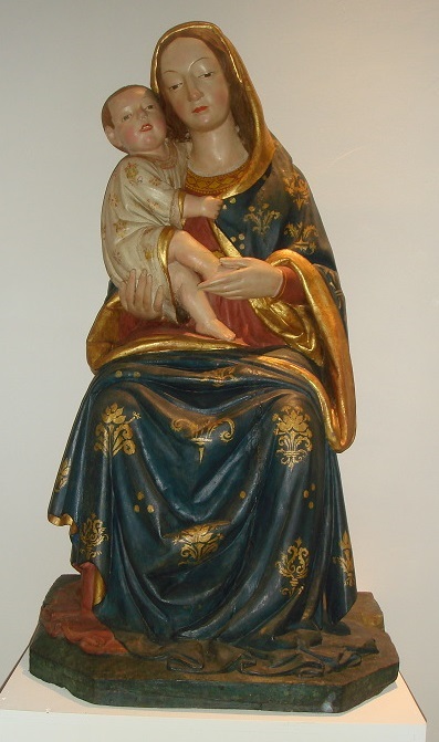 Madonna col Bambino in grembo (scultura lignea, opera isolata) di Maestro della Madonna di Macereto (bottega) (fine/ inizio XV-XVI)