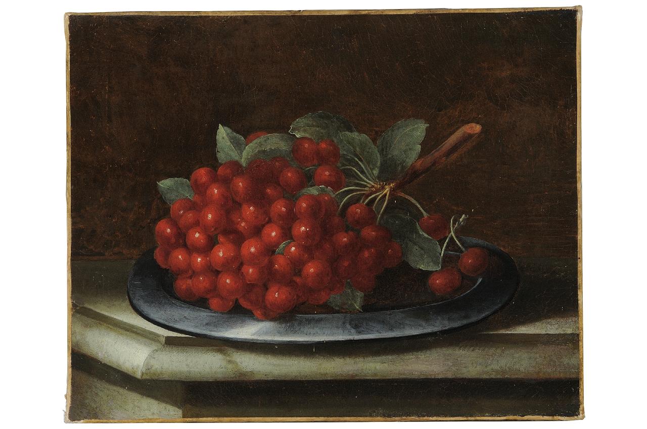 natura morta con ciliegie (dipinto) - ambito fiorentino (sec. XVII)