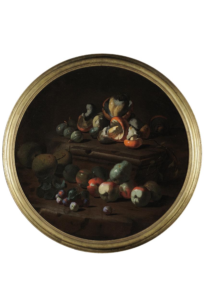 natura morta con frutta e funghi (dipinto) di Pseudo Fardella (seconda metà sec. XVII)