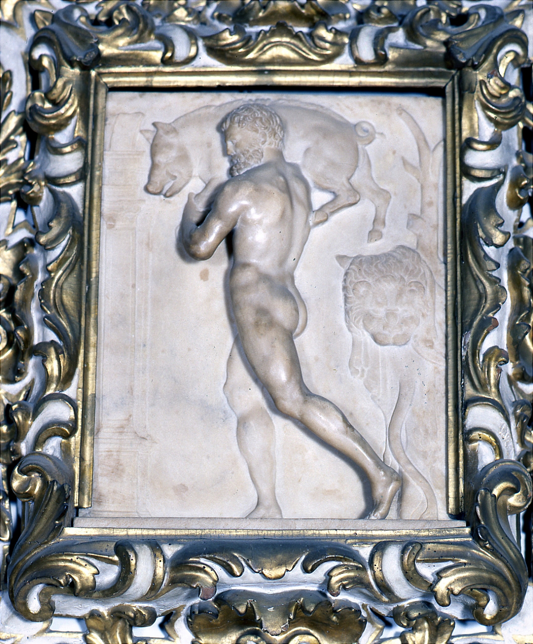 Ercole e il cinghiale di Erimanto (rilievo) - bottega toscana (inizio sec. XVI)