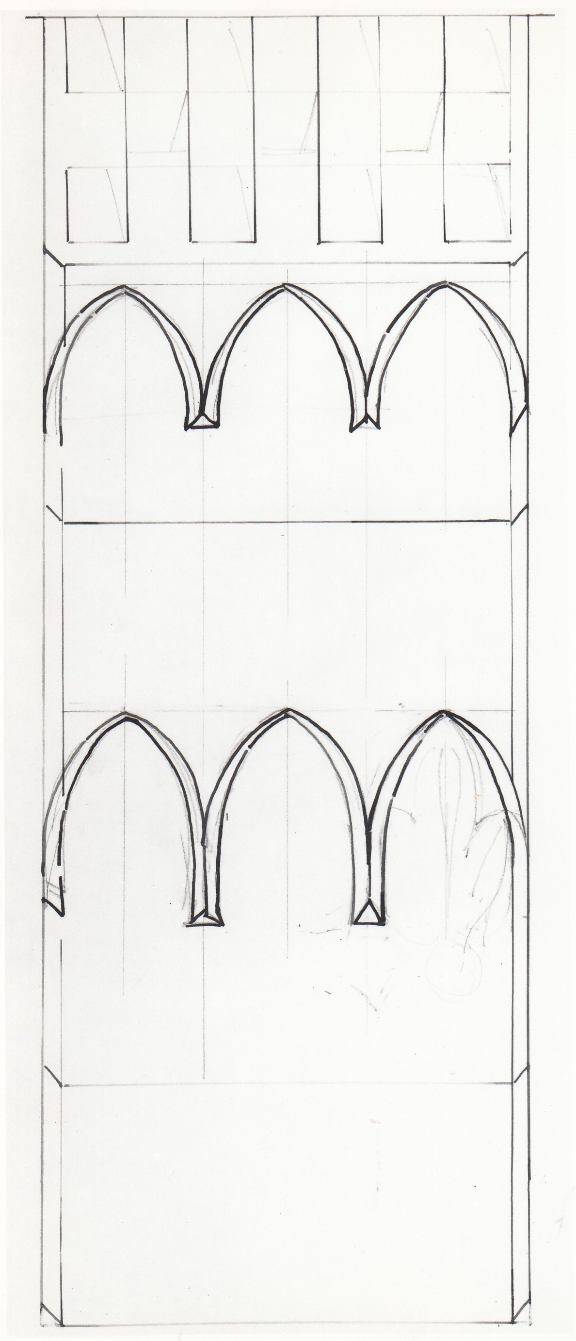 Abbazia di S. Antonio di Ranverso a Buttigliera Alta (TO)/ chiesa/ cantoria/ prospetto dal basso di una mensola (disegno architettonico) - ambito piemontese 