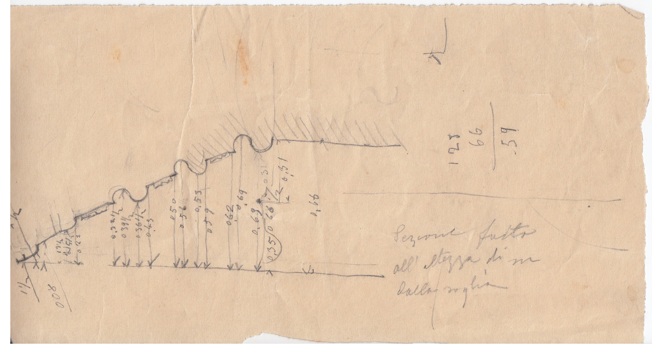 Sezione fatta all'altezza di m dalla soglia, Abbazia di S. Antonio di Ranverso a Buttigliera Alta (TO)/ ghimberga (?) (disegno) - ambito piemontese 