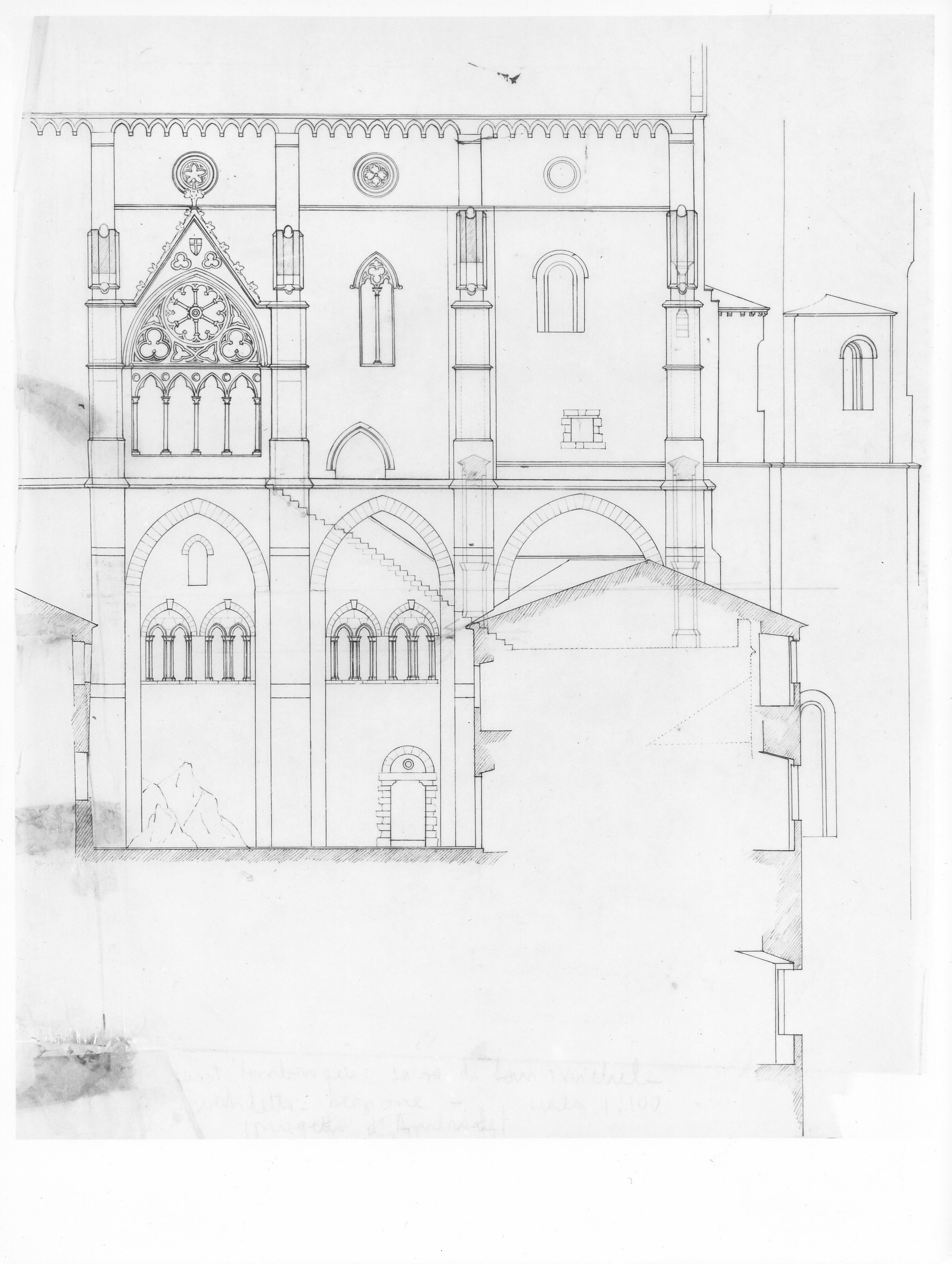 Sacra di San Michele della Chiusa a Sant'Ambrogio di Susa (TO) (disegno architettonico) - ambito piemontese (XIX)