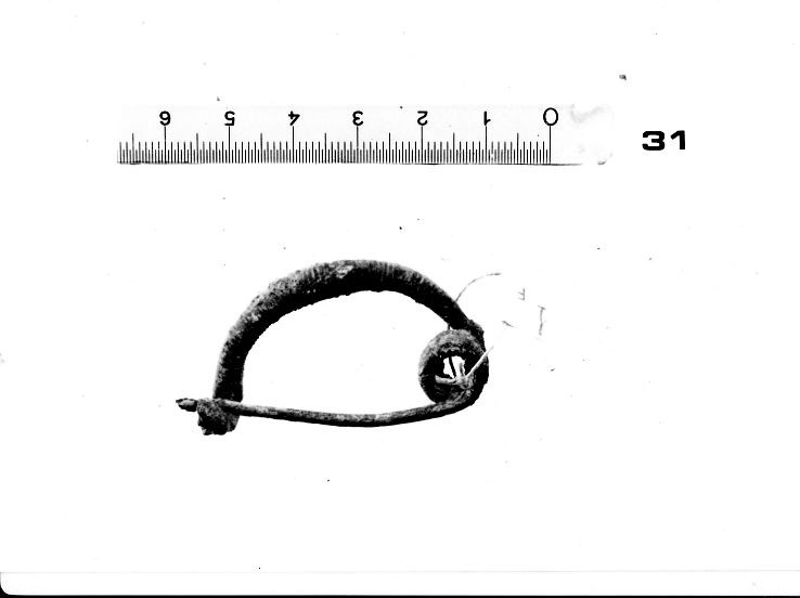 fibula ad arco ingrossato e staffa a disco - FASE TERNI II (inizio Età del ferro I)