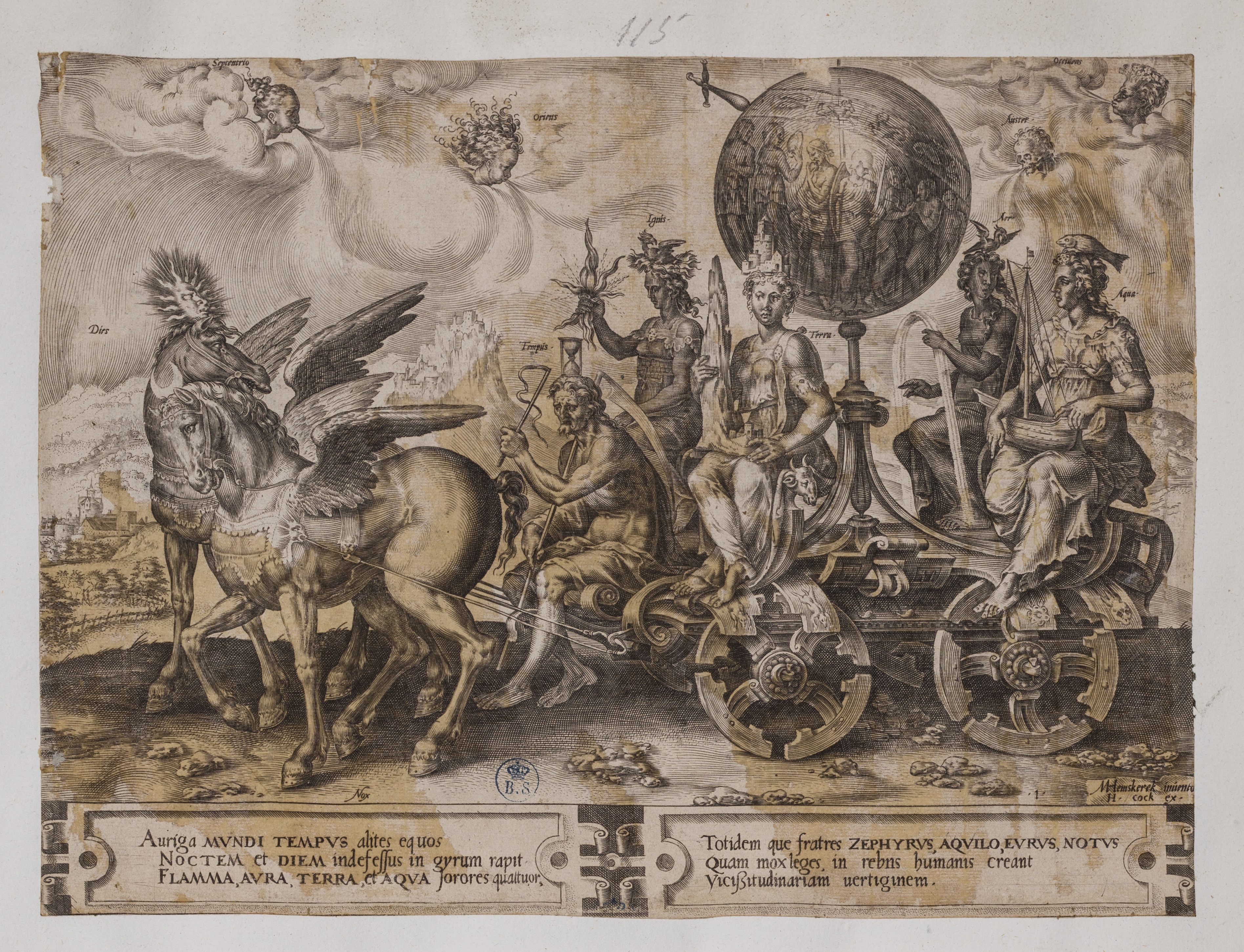 Trionfo del Mondo (stampa controfondata smarginata, serie) di Heemskerck Marten van, Cort Cornelis (attribuito) (seconda metà XVI)