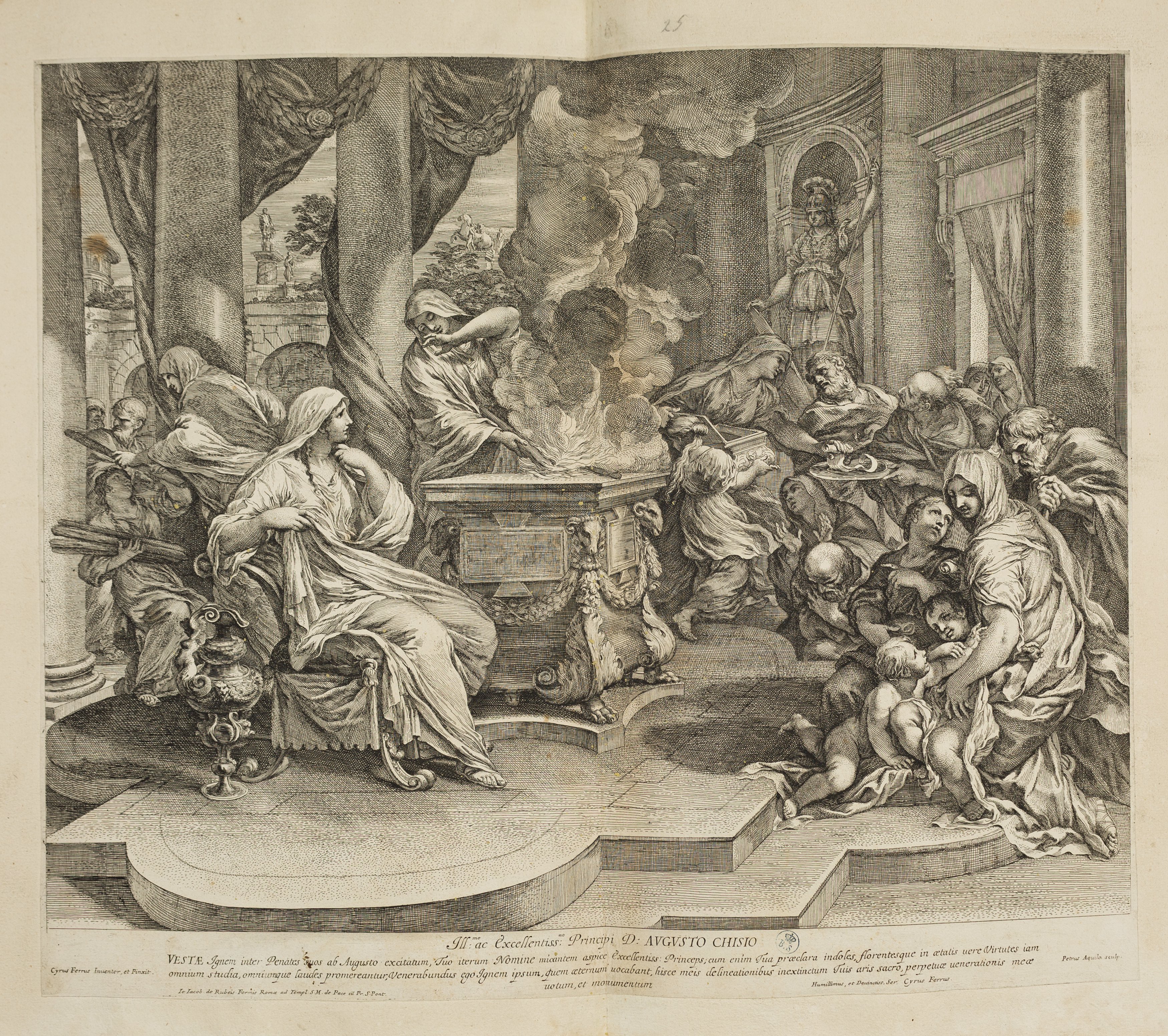 Le vestali, le Vestali (stampa controfondata smarginata tagliata) di Ferri Ciro, Pietro Aquila (ultimo quarto XVII)