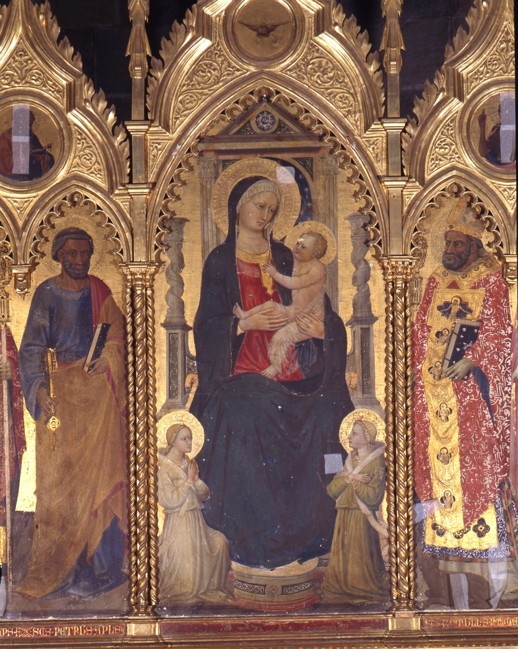 Madonna con Bambino, Allegoria dello Spirito Santo (anta di polittico) di Bicci di Lorenzo (sec. XV)