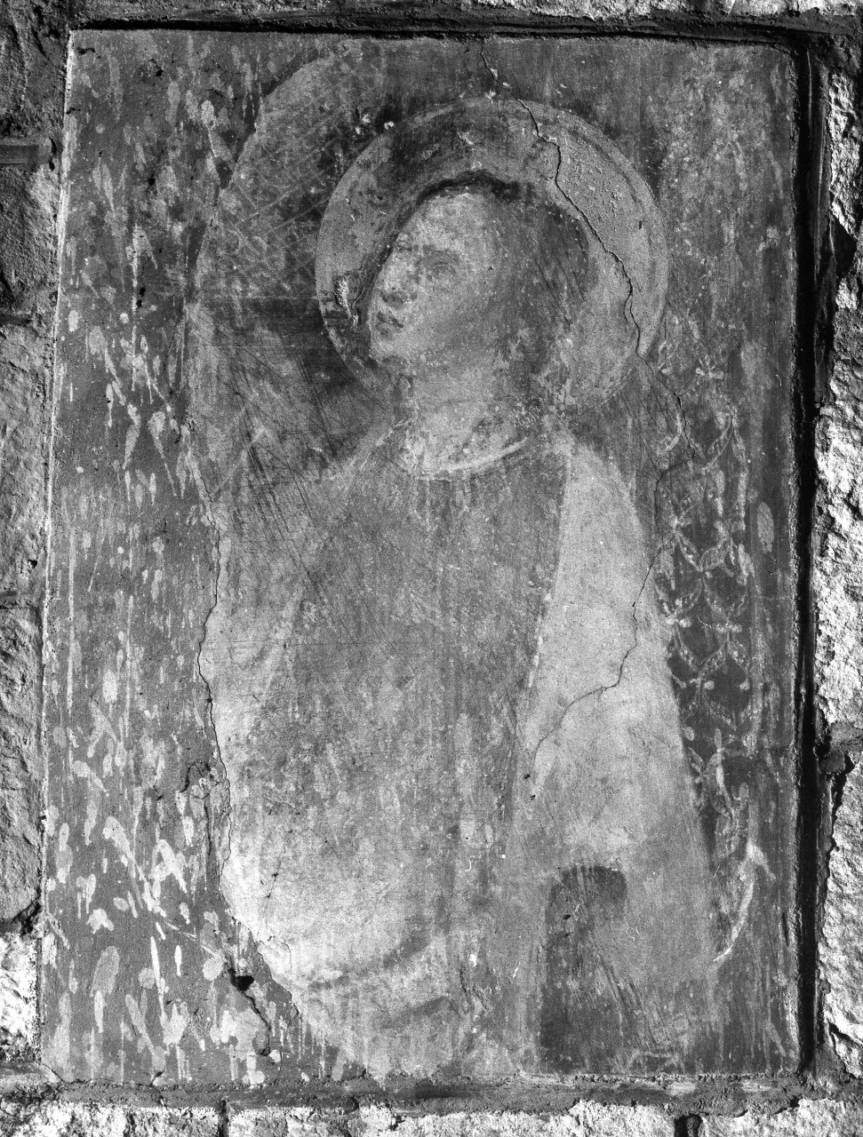Madonna annunciata (dipinto murale, frammento) - ambito toscano (fine/ inizio secc. XVI/ XVII)