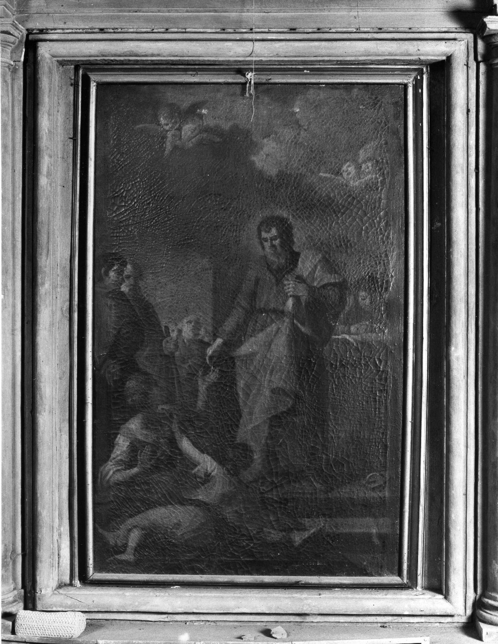 Sant'Omobono distribuisce le elemosine ai poveri (dipinto) - ambito toscano (sec. XVIII)