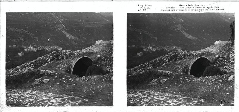 Rio Cameras - ricoveri - avamposti - prime linee - 1918 (positivo) di Marzocchi, Luigi (primo quarto XX)