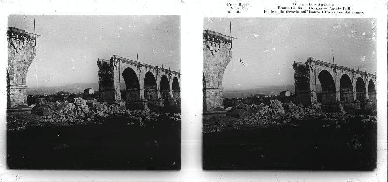 Friuli-Venezia Giulia - Gorizia - Isonzo - fiumi - ponti - binari - 1916 (positivo) di Marzocchi, Luigi (primo quarto XX)