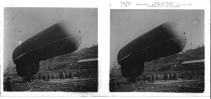 Slovenia - Carso - Canale d'Isonzo - palloni frenati - aerostati - drachen ballon - 1917 (positivo) di Marzocchi, Luigi (primo quarto XX)