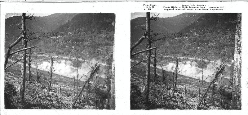 Slovenia - Carso - Canale d'Isonzo - Isonzo - fiumi - strade - mine - esplosioni - 1917 (positivo) di Marzocchi, Luigi (primo quarto XX)