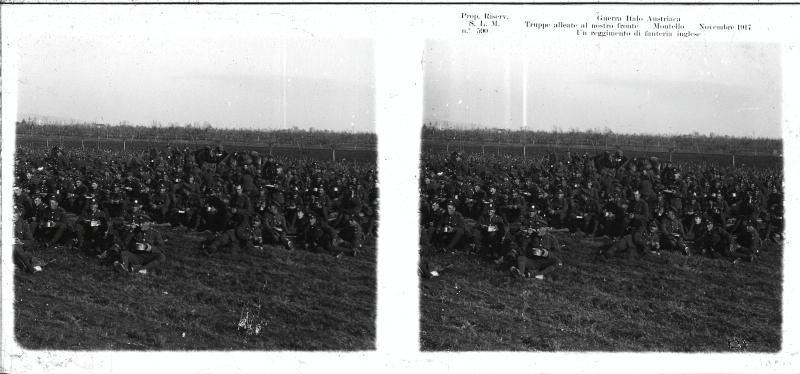 Montello - fanterie inglesi - soldati - 1917 (positivo) di Marzocchi, Luigi (primo quarto XX)