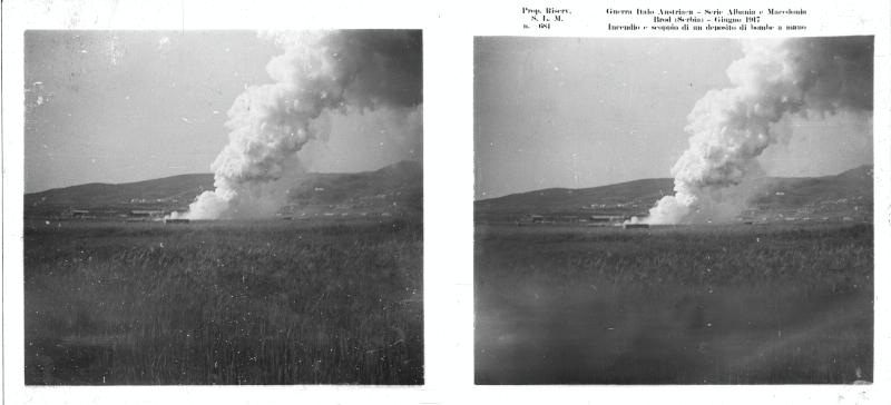 Serbia - Brod - depositi - bombe a mano - scoppi - 1917 (positivo) di Marzocchi, Luigi (primo quarto XX)