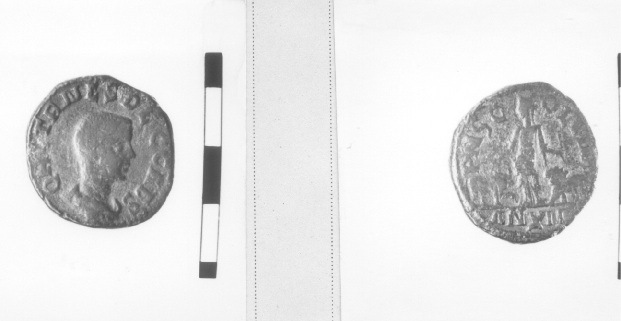 Busto maschile/ Mesia fra leone e toro (moneta, nominale incerto) (III sec. d.C)