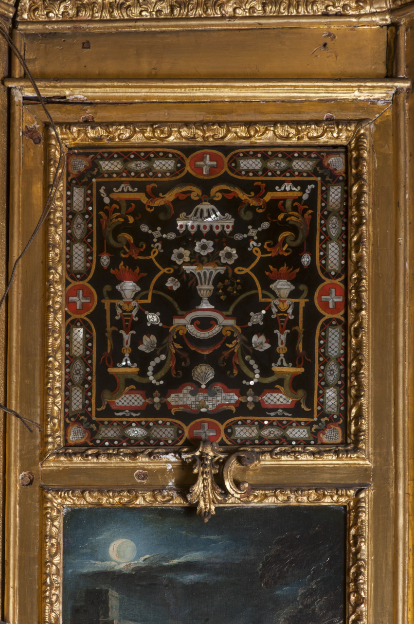 Motivi decorativi a grottesche, architetture e festoni (pannello decorativo, serie) - ambito piemontese (ultimo quarto sec. XVII)