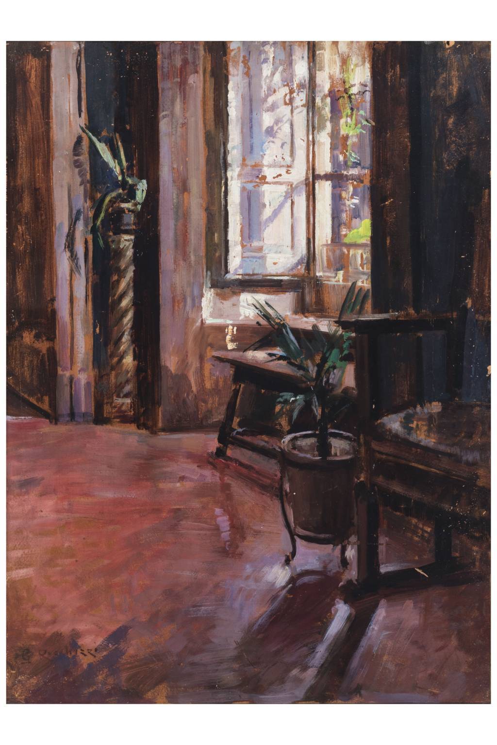 Interno con finestra, Interno (dipinto, opera isolata) di Ricchizzi, Gaetano (attribuito) - ambito campano (prima metà XX)