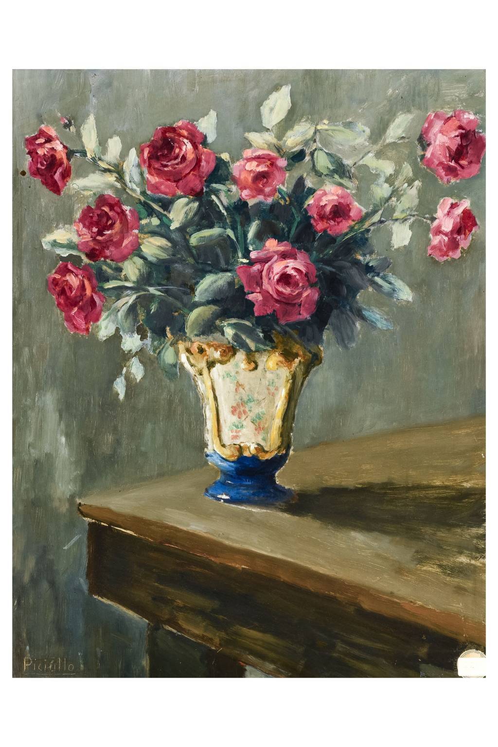 Vaso con fiori, Fiori (dipinto, opera isolata) di Piciullo, Pietro (attribuito) - ambito campano (prima metà XX)