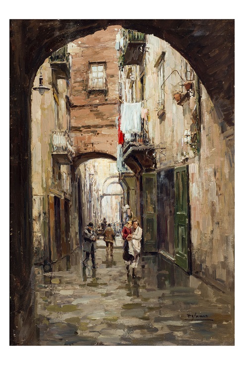 Via Anticaglia, Paesaggio (dipinto, opera isolata) di Gustavo Pisani (attribuito) - ambito Italia meridionale (prima metà XX)