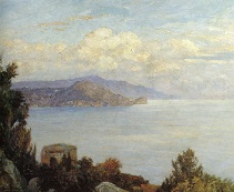 Punta Campanella, Paesaggio (dipinto, opera isolata) di Balestrieri, Lionello (attribuito) - ambito campano (prima metà XX)