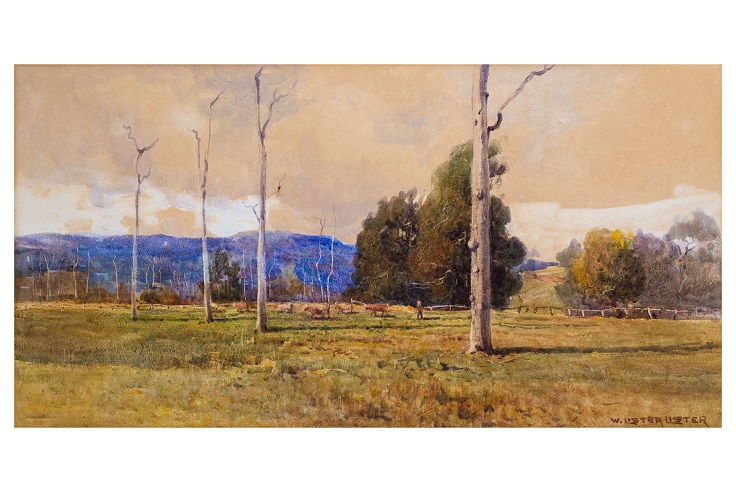 South Coast Pastoral (Australia), Paesaggio (dipinto, opera isolata) di William Lister Lister (attribuito) - ambito inglese (prima metà XX)
