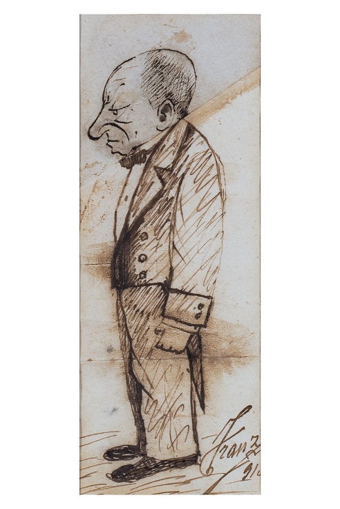 Caricatura del cameriere addetto agli scacchi Domenico Gaeta, Ritratto d'uomo (dipinto, opera isolata) di Zaccaria, Franz (attribuito) (prima metà XX)