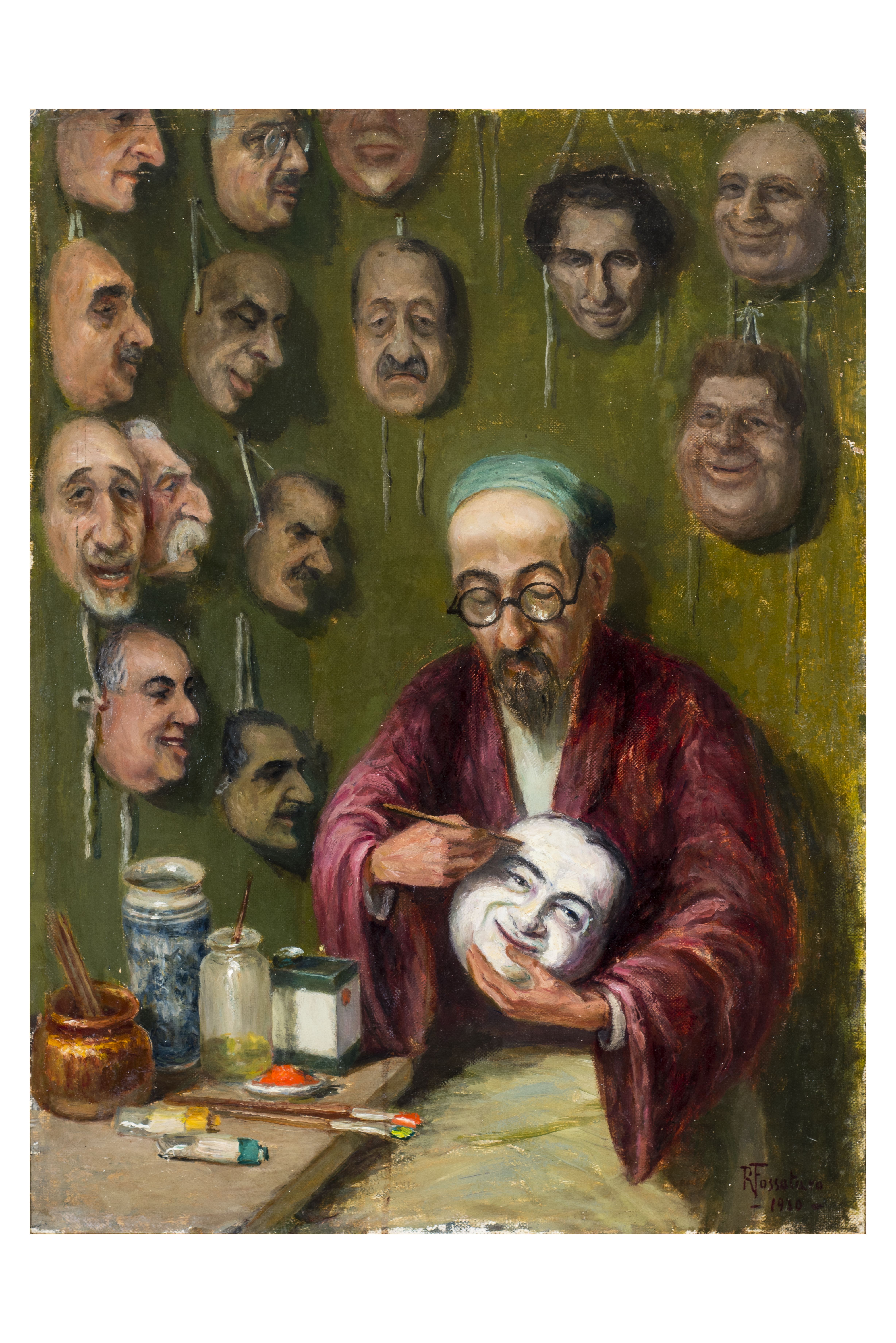 La fabbrica delle maschere, Ritratto d'uomo (dipinto, opera isolata) di Fossataro, Raffaele (attribuito) - ambito Italia meridionale (prima metà XX)