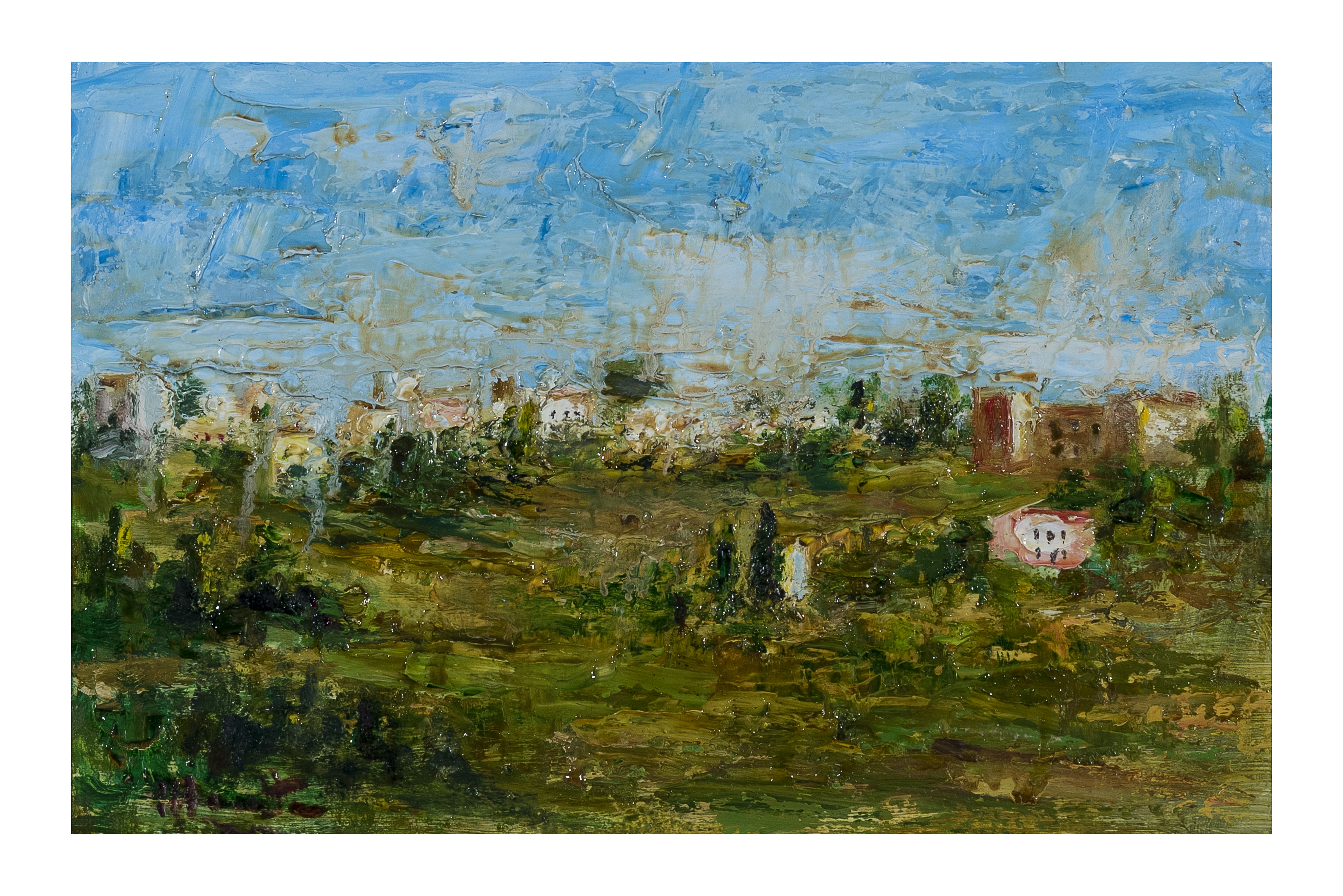 Case sulla Cassia, Paesaggio (dipinto, opera isolata) di Maria Dolores Manetta (attribuito) - ambito Italia meridionale (seconda metà XX)