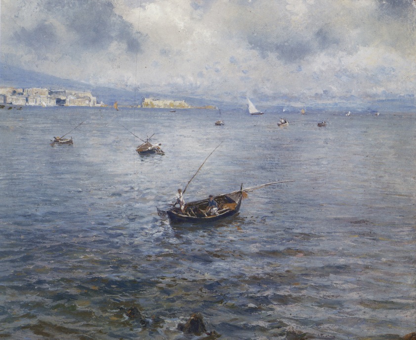 Marina, Paesaggio (dipinto, opera isolata) di Pratella, Attilio (attribuito) (seconda metà XIX)