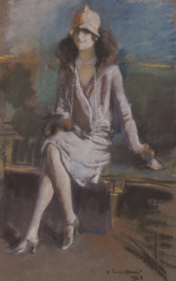Donna al salotto, Figura di donna (dipinto, opera isolata) di Villani, Gennaro (attribuito) - ambito Italia meridionale (prima metà XX)