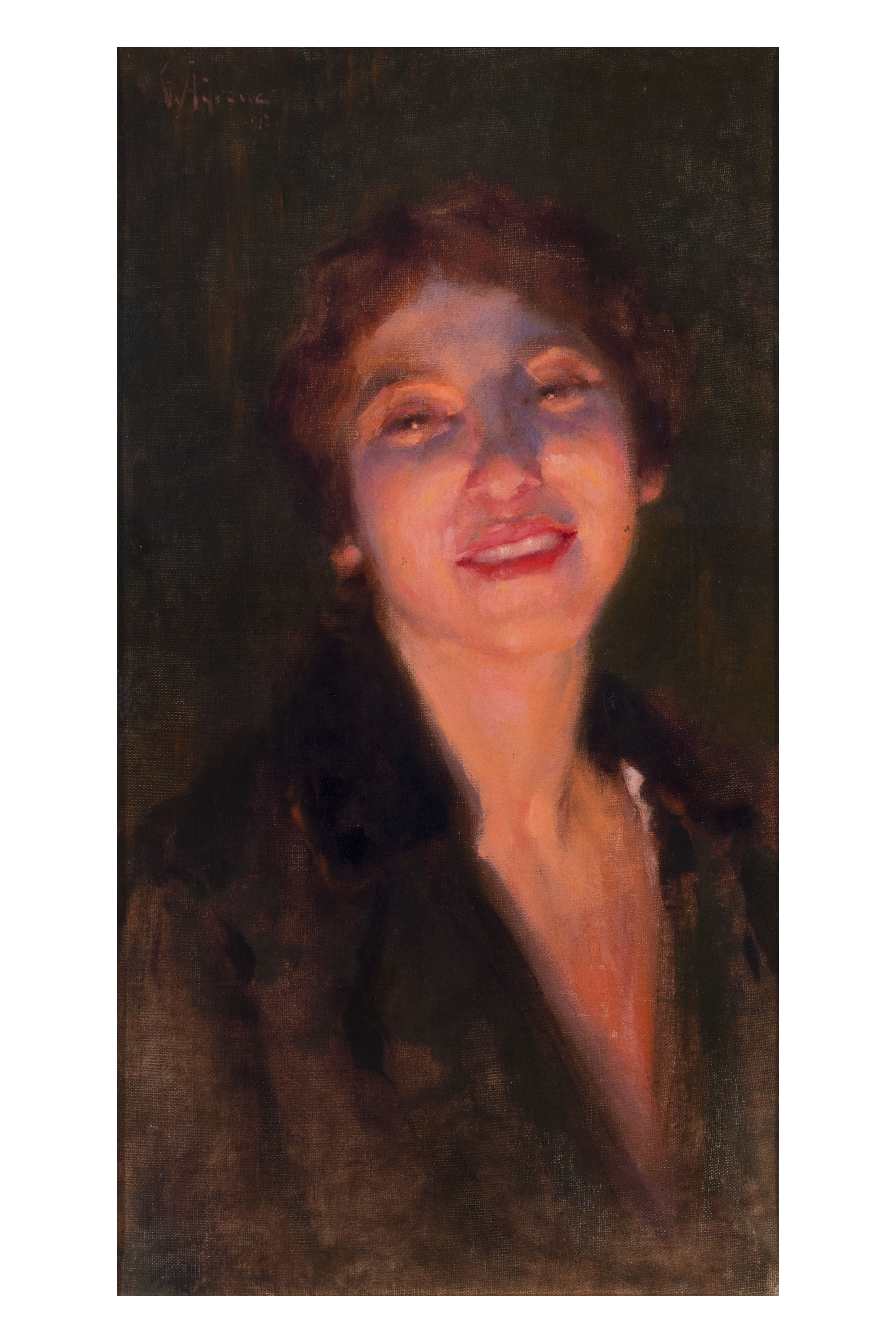 Il volto illuminato, Ritratto di donna (dipinto, opera isolata) di Adrower, Giuseppe (attribuito) - ambito Italia meridionale (prima metà XX)