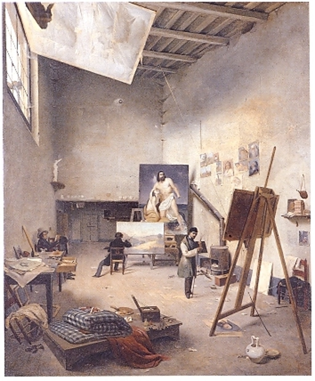 Lo studio del pittore, Interno di studio di pittore (dipinto - olio su tela, opera isolata) di Chierici Alfonso (attribuito) - ambito emiliano (secondo quarto XIX)