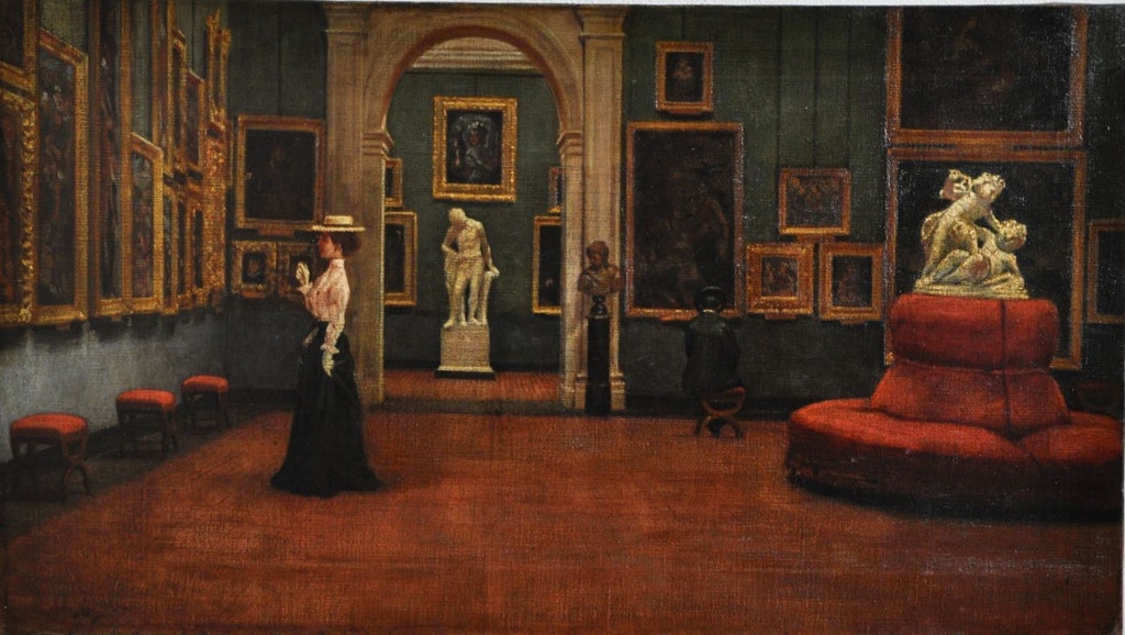 La Galleria Estense, La Galleria Estense (dipinto - olio su tela, opera isolata) di Andrea Becchi (attribuito) - ambito emiliano (fine/ fine XIX)